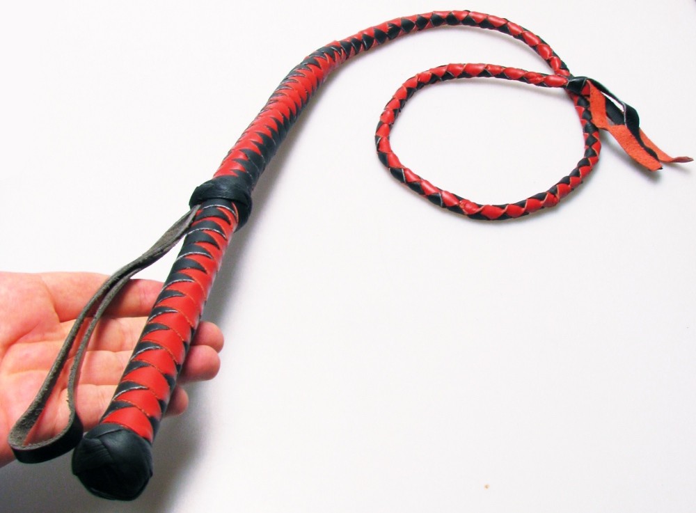PEITSCHE - Bull-Whip rot-schwarz 150cm