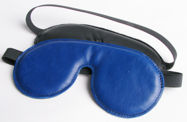 Leder Augenmaske soft blau/schwarz