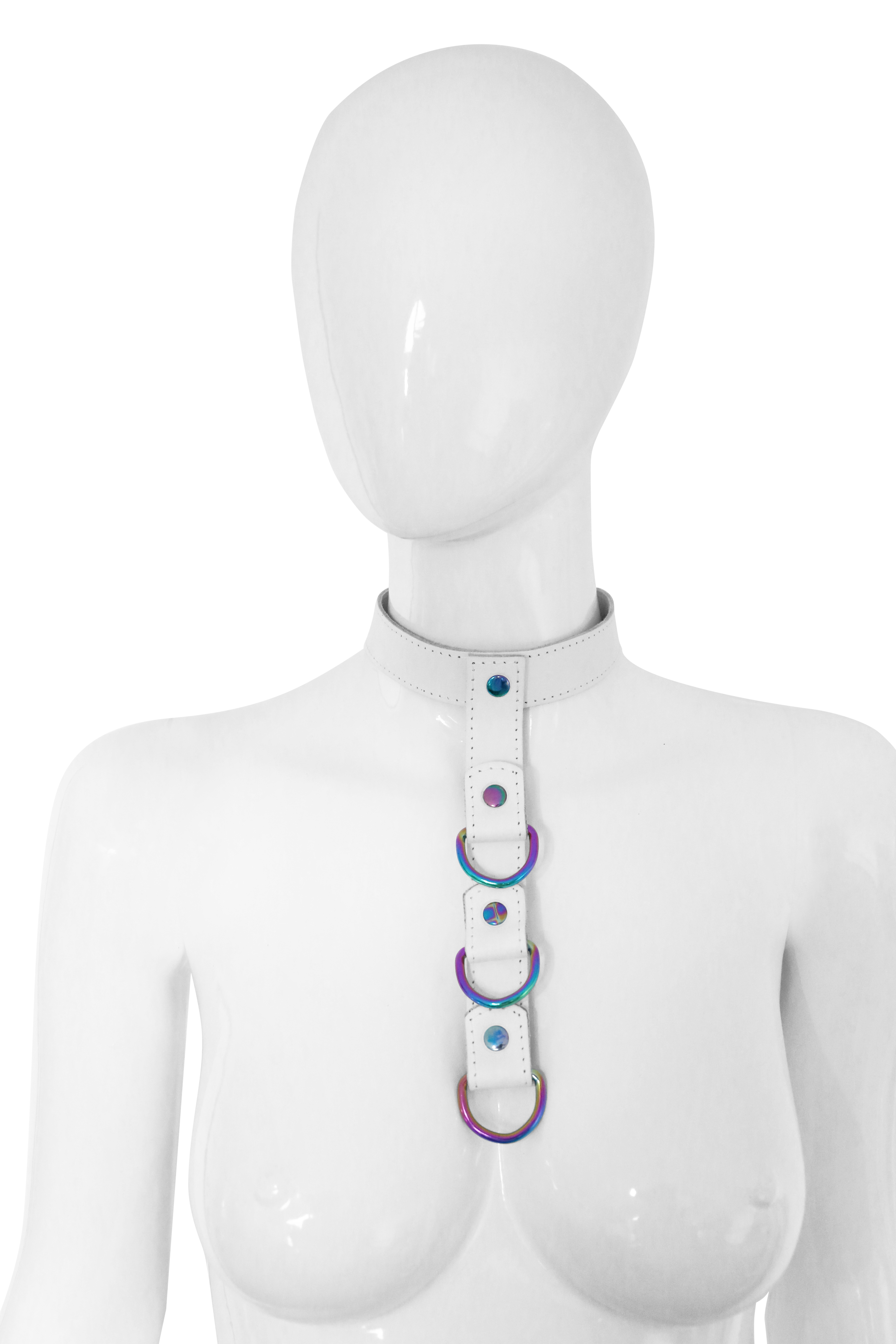 Halsfessel mit Verbindungsgurt Weiss