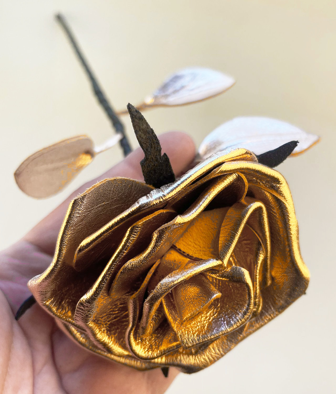 Leder Rose - Kupfer glänzend