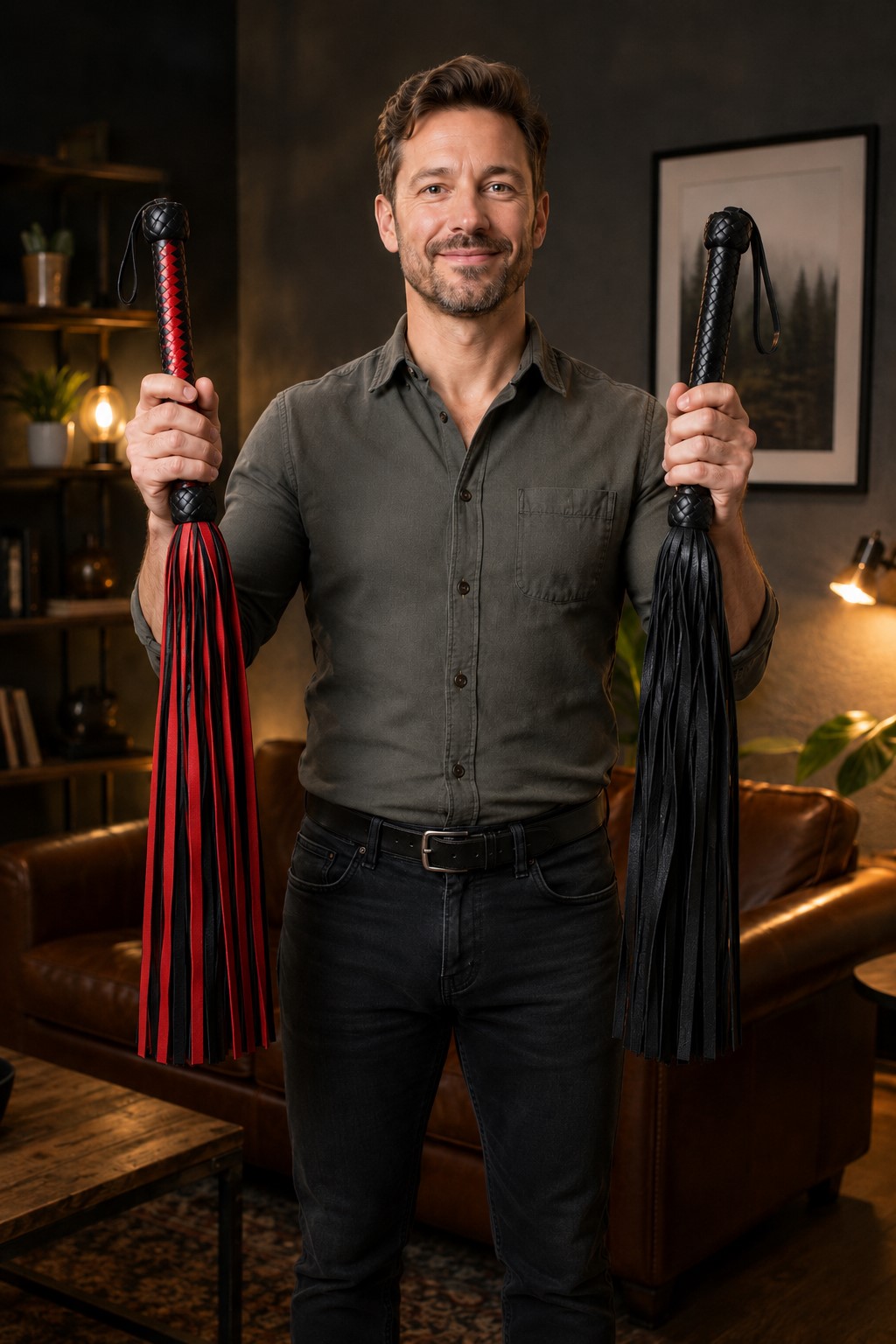Leder-Flogger in schwarz