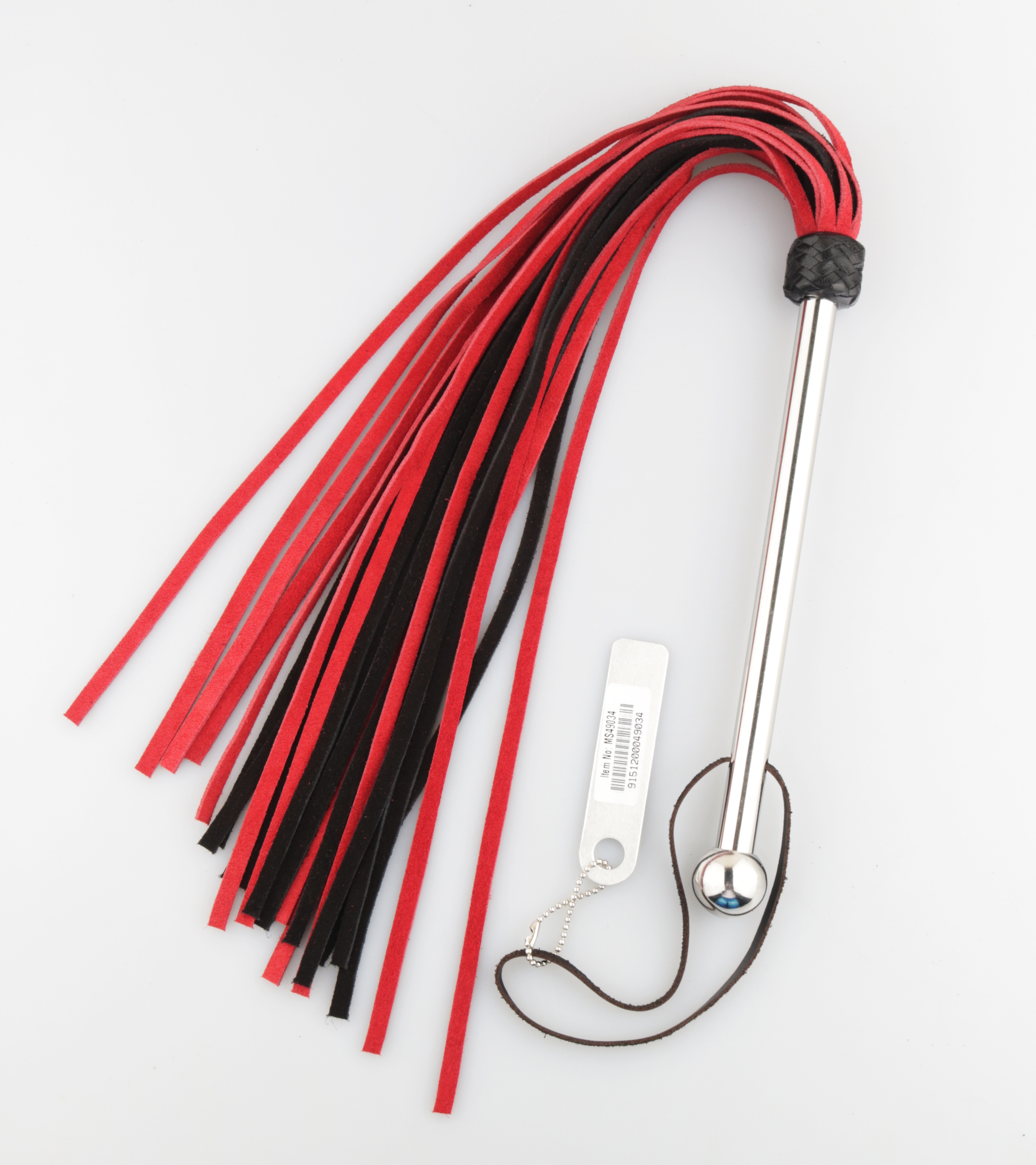 Metallgriff Flogger Wildleder schwarz/rot